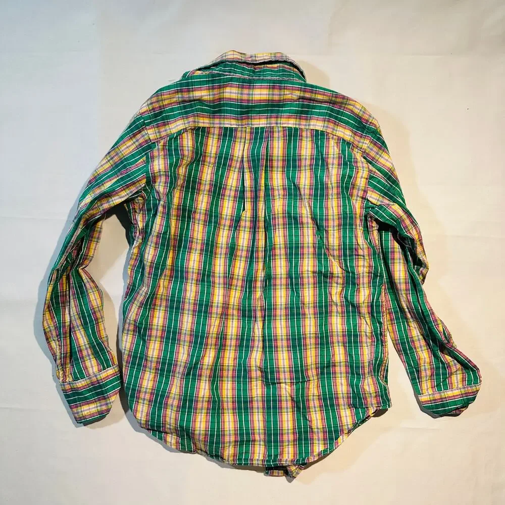 Ralph Lauren Spring Plaid 100% Cotton Button Down Long Sleeve Top Sz 4/4t